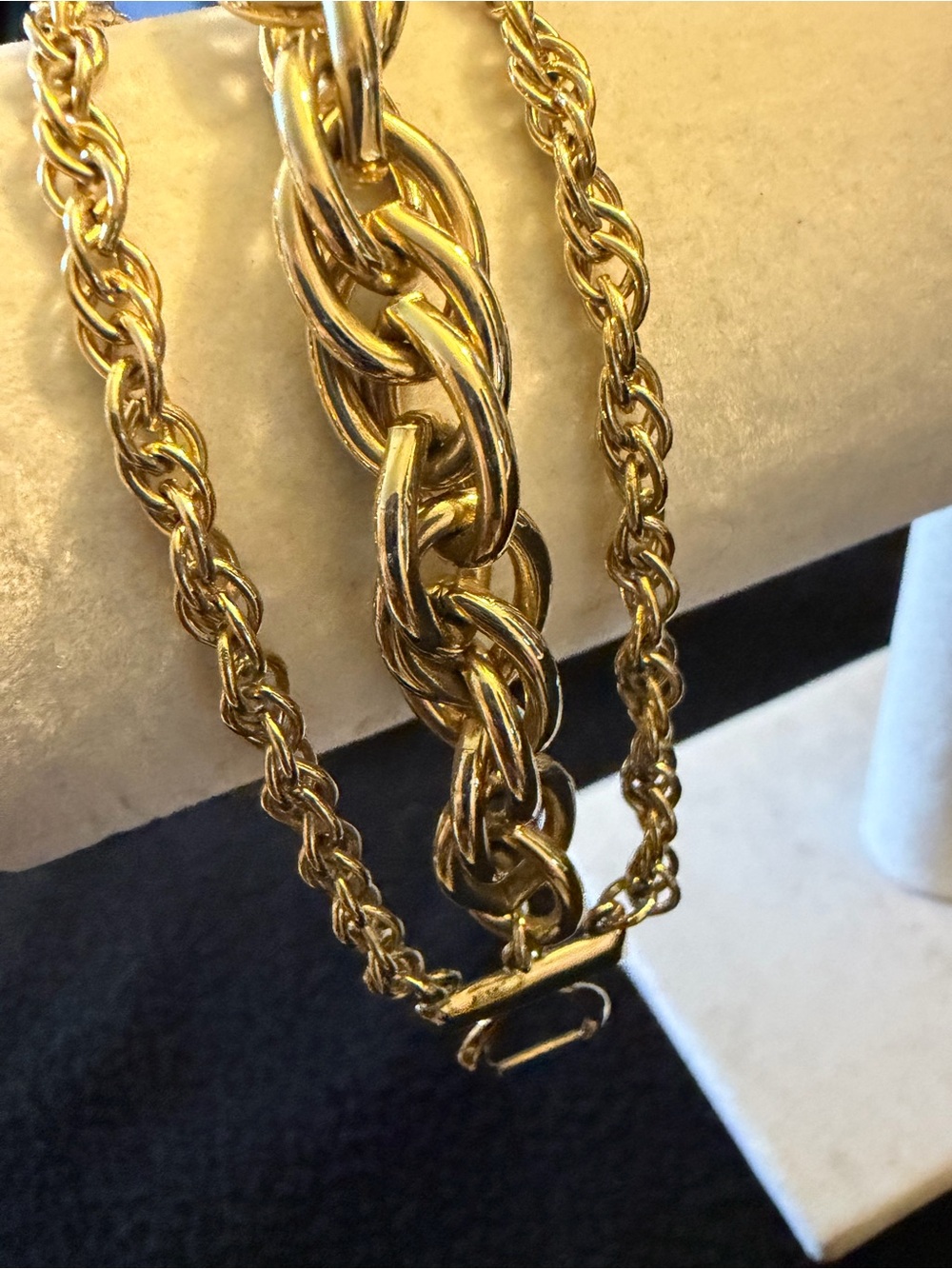Shiny Gold Tone 3 Strand Bracelet